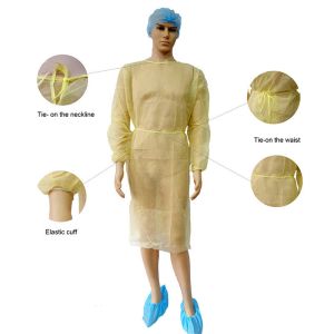 Buy cheap Unisex PP PE Yellow Disposable Protective Gowns Waterproof Fluid Resistant from wholesalers