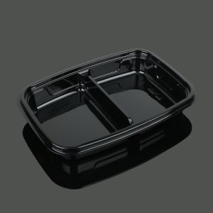 2 Compartment Square Polyethylene Terephthalate Tray