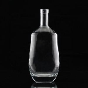 Acid Etch Surface Handling Tequila Glass Bottles with Round Neck and Empty Flint