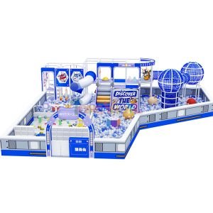 Buy cheap Fly Space Station Indoor Play Structures Cartoon Theme Indoor Childrens Playground Blue from wholesalers