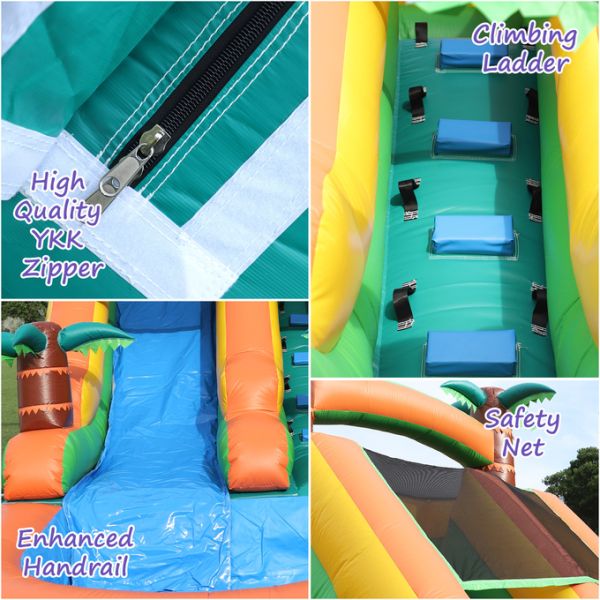 Commercial Dry and Wet Water Slide Inflatable Tropical Fiesta Breeze Kids Inflatable Water Slide with Pool