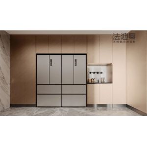 Buy cheap Fadior Stainless Steel Art Kitchen Cabinet - Beige Tone, Island Layout, Premium Hardware & Custom Storage from wholesalers