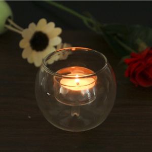 Buy cheap Custom Clear Round Double Decor Glass Candlestick from wholesalers