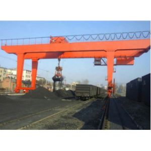 China Box Type 10T Double Girder Rail Traveling Grapple Goliath Crane Heavy Duty Cabin Control on sale