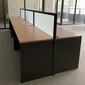 Black Office Desk Workstation With Office Privacy Screen Partition