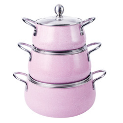 Buy cheap Aluminum 3 Piece Set Spray Pink Cookware Set EU Certification from wholesalers