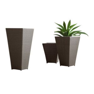 Buy cheap Anti Rust Aluminum Frame Rattan Tall Outsite Flower Pots from wholesalers