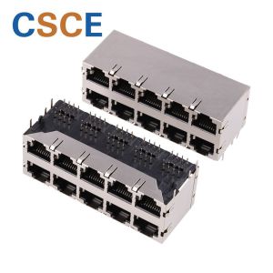 Buy cheap 59B Series RJ45 Modular Jack Connectors 2 * 5 Port Voltage Rating 125 VAC RMS With EMI from wholesalers