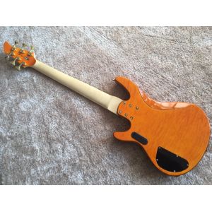 6 string bass guitar JP2 yellow quilted maple body back and front Active pickups