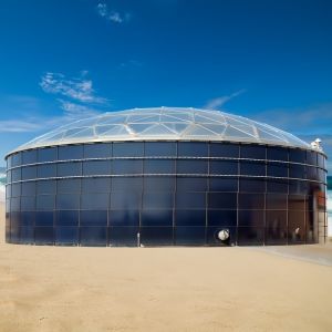 Buy cheap Palm Oil Storage Cylindrical GFS Panel Bolted Steel Tanks with Aluminum Geodesic Dome from wholesalers