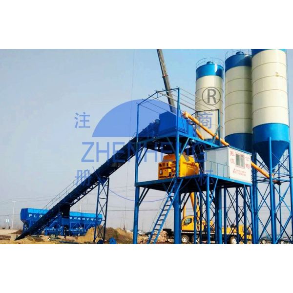 Conveying Belt Type HZS60 Concrete Batching Plant With Automatic PLC Control
