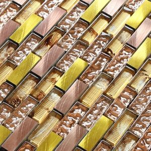 Buy cheap Strip design waving surface glass mix metal mosaic puzzle pattern from wholesalers