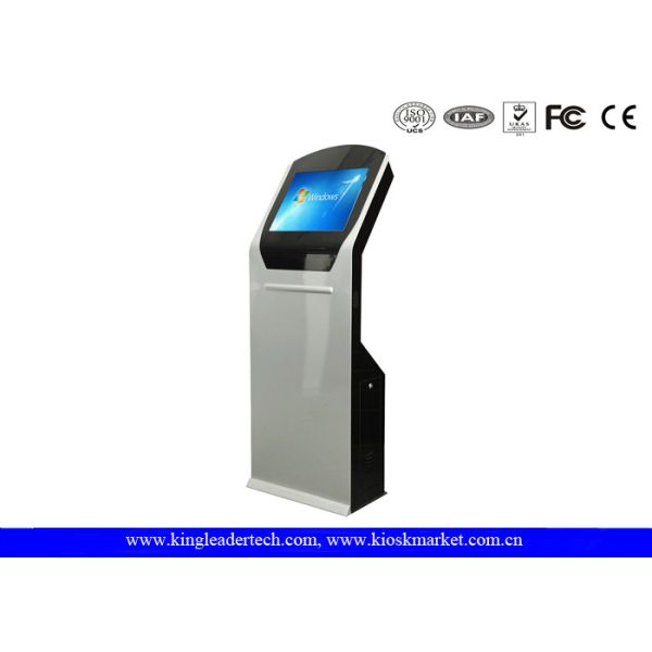 Indoor SAW Touch Screen Freestanding Kiosk With Thermal Printer / Barcode