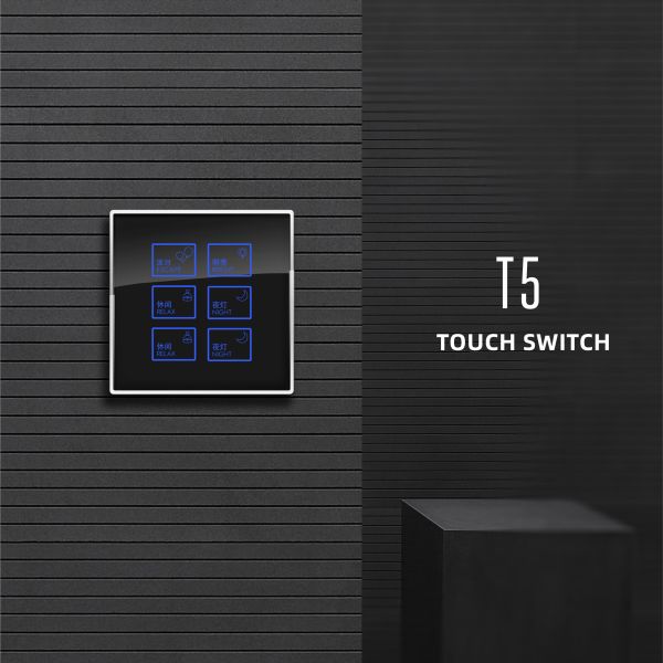 Quality Tempered Glass Touch Wall Switch Blue Light Wall Mounted Switch for sale
