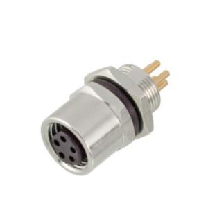 Industrial M8 Female Front Mount Socket PCB Screw M8*0.5 With 3/4pin Screw