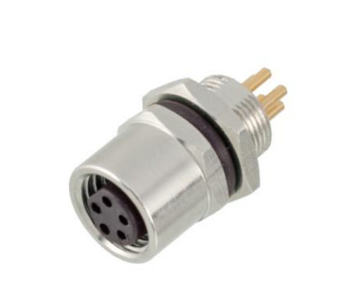 Industrial M8 Female Front Mount Socket PCB Screw M8*0.5 With 3/4pin Screw