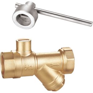 Buy cheap 1403 Magnetic Lockable Brass Ball Valve DN20 DN25 DN32 with Straight Line Patterned Stemhead & Built-in Filter Function product