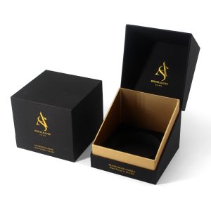 China Custom Black Candle Jars Lid And Base Packaging Boxes Bespoke Fancy Candle Accessories Box on sale