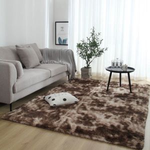 Buy cheap Brown Plush Tie-dyed Bedroom Area Rug Hotel Living Room Center Rectangle Carpet Customized Size from wholesalers
