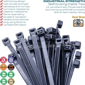 Buy cheap 0.30 Width Industrial Zip Ties 10~20 Lengths, Heavy Duty Black Polyamide Cable Ties with 120lbs for Outdoor from wholesalers