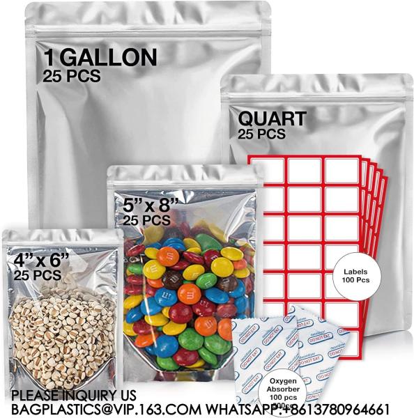 Buy cheap Large Mylar Bags 1 Gallon(10x14), 7x10 & 5x8, 4x6 With 1 Side Clear - (25 Pcs Each) Stand Up Mylar Bags from wholesalers
