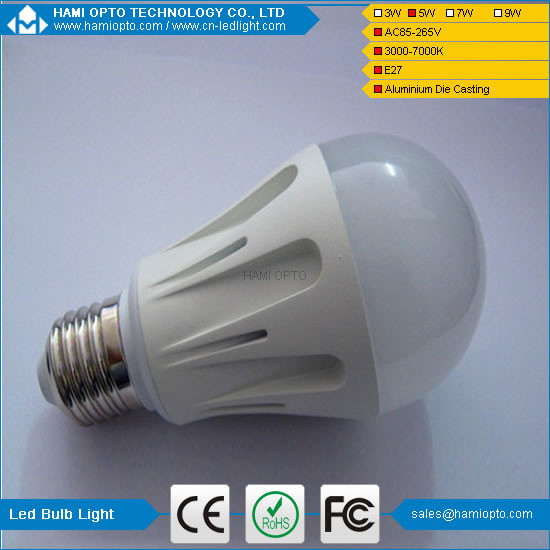 High power dimmable die casting aluminum bulb 5W warm bulb light