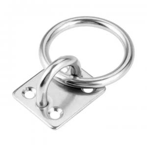 China Marine Hardware Wall Mounted Square Pad Eye Plate with Welded Ring and Galvanized Finish on sale