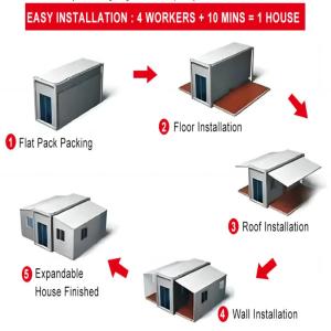 Customized Color 20ft or 40ft Prefab Expandable Folding Container House with 2