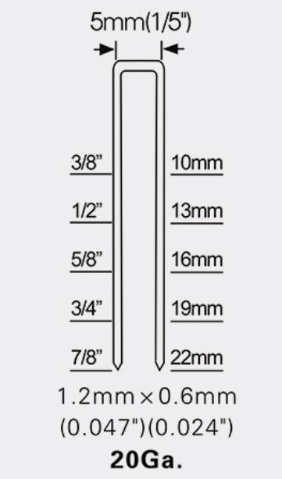 22gauge 1/5&rdquor; Norrow Crown Air Staple Pneumatic Staple 422j