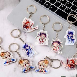 Transparent Acrylic Keychain With Metal Ring Cartoon character Durable Silk