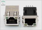 Right Angle Tab Up RJ45 Female Connector With EMI Finger For PC Card /
