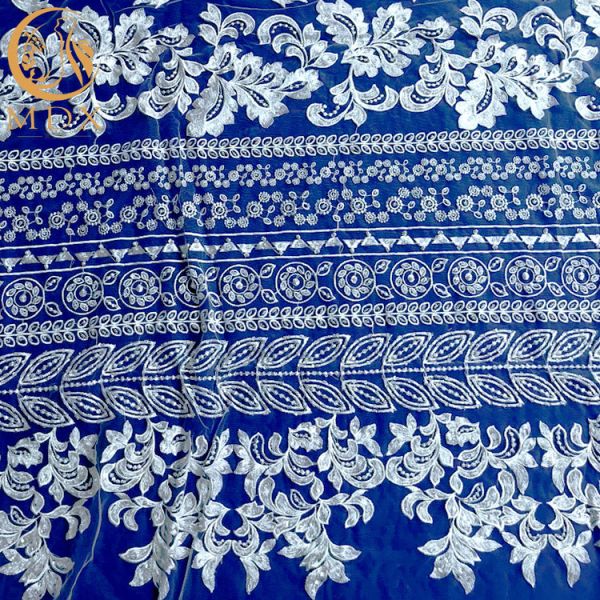 Quality High End Exclusive White Bridal Tulle Lace Fabric Handmade Embroidery for sale