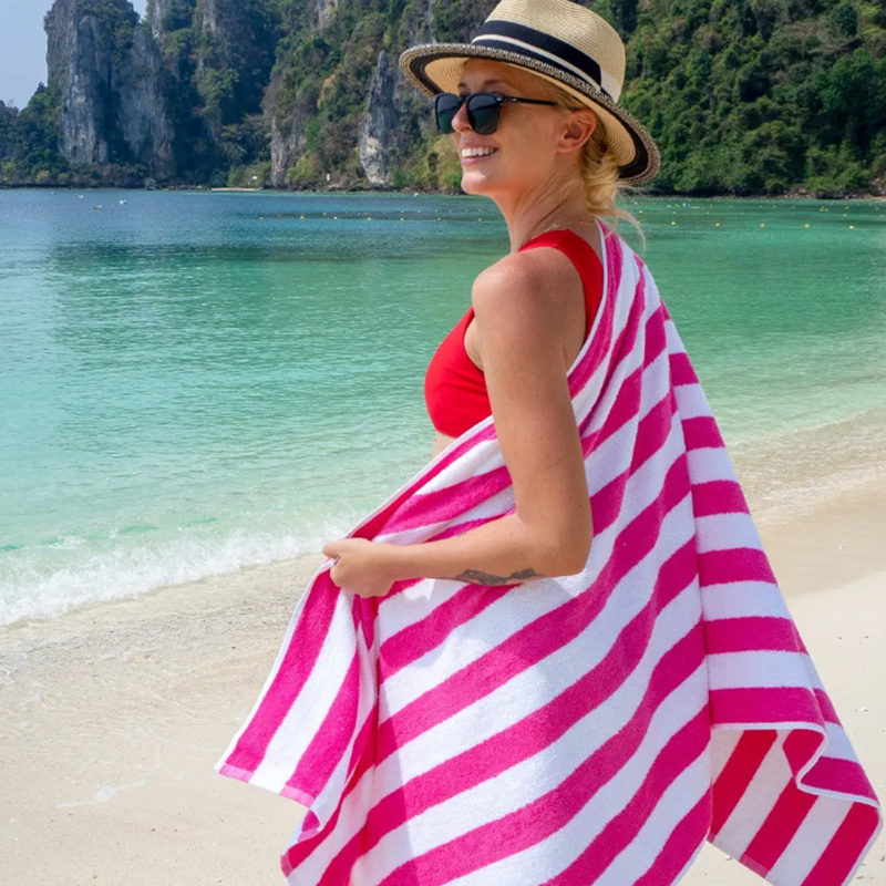 Performance Stripe Beach Towel: Quick-Drying, Highly Absorbent Large Towel with