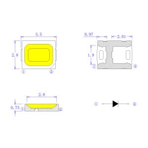 CCT SMD Horticulture 2835 Led Chips 3v 10000K 140lm