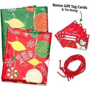 Custom Design Colorful Plastic Gift Wrap Bags For Huge Xmas Present Packing