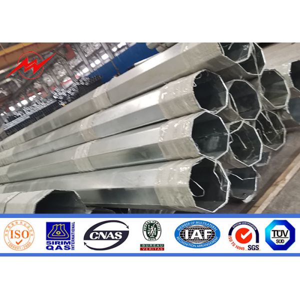 Polygonal 80ft 69kv Electricity Steel Utility Pole With Mast Galvanized