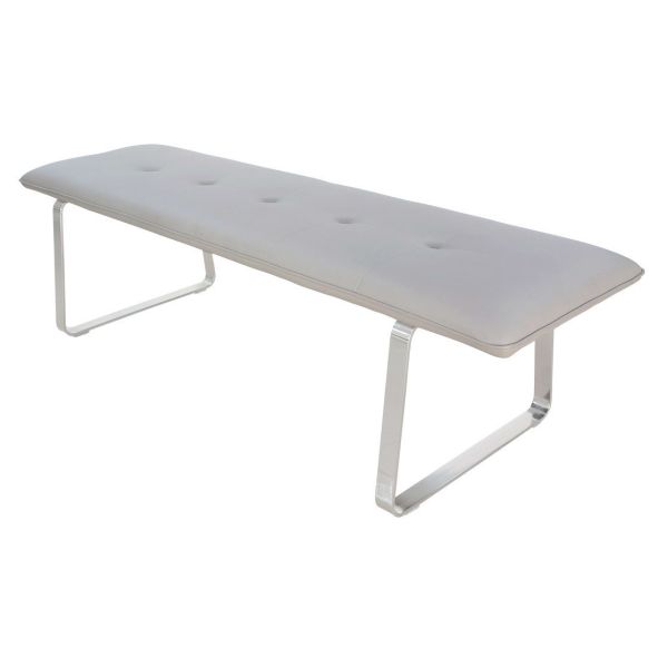 Quality Polyurethance PU Modern Dining Bench Heavy Duty Brushed Steel Leg for sale