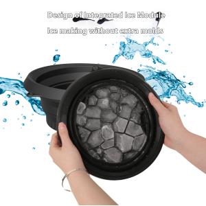 Large Silicone Bowl for Face Ice Bath with Built-In Icetray, Foldable and