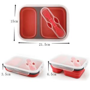 FDA Standard 2 Compartments Silicone Bento Foldable Lunch Box