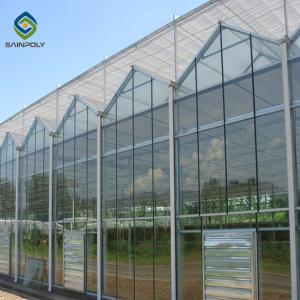 Agricultural 120km/H 12m 10.8m Glass Multi Span Greenhouse