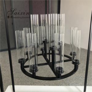 New black rectangle frame with hanging chandelier candle holder