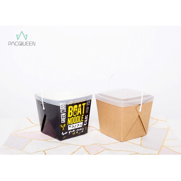 Buy cheap Customized Paper Takeaway Boxes Fruit Salad With Plastic Handle Lids from wholesalers