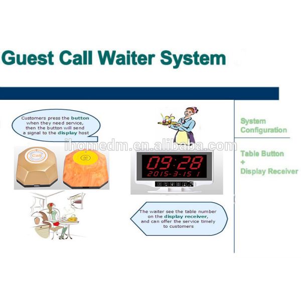 wireless call system display panel and call button