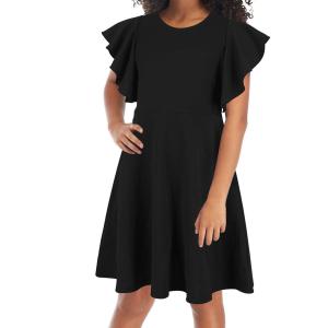 Buy cheap Girl's Flutter Sleeve Stretchy A-Line Swing Flared Skater Party Dress with Pockets for 4-12 Years Kids Skirt Dresses from wholesalers