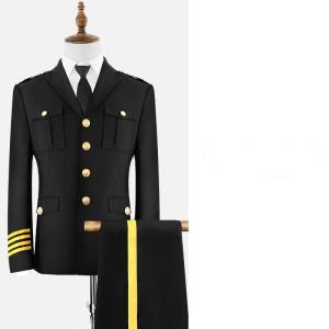 Buy cheap Formal Events Ceremonial Uniform Dark Blue Breathable With Gold Buttoned Jacket from wholesalers