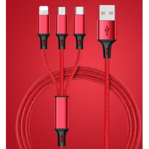 Buy cheap Three In One Nylon Braided USB Data Cable With IOS Micro And Type C Head from wholesalers