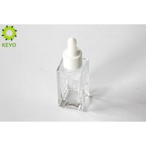 Square 30ml Glass Dropper Bottles , Transparent Glass Lotion Bottles