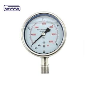 shock resistant back brass mount pressure gauge customized range