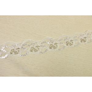 Buy cheap ODM white bridal lace trim Flower embroidered Botanical paillettes translucent from wholesalers