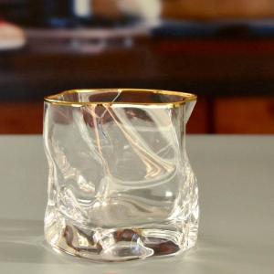Buy cheap Irregular Handmade Whiskey Glass With Gold Rim from wholesalers